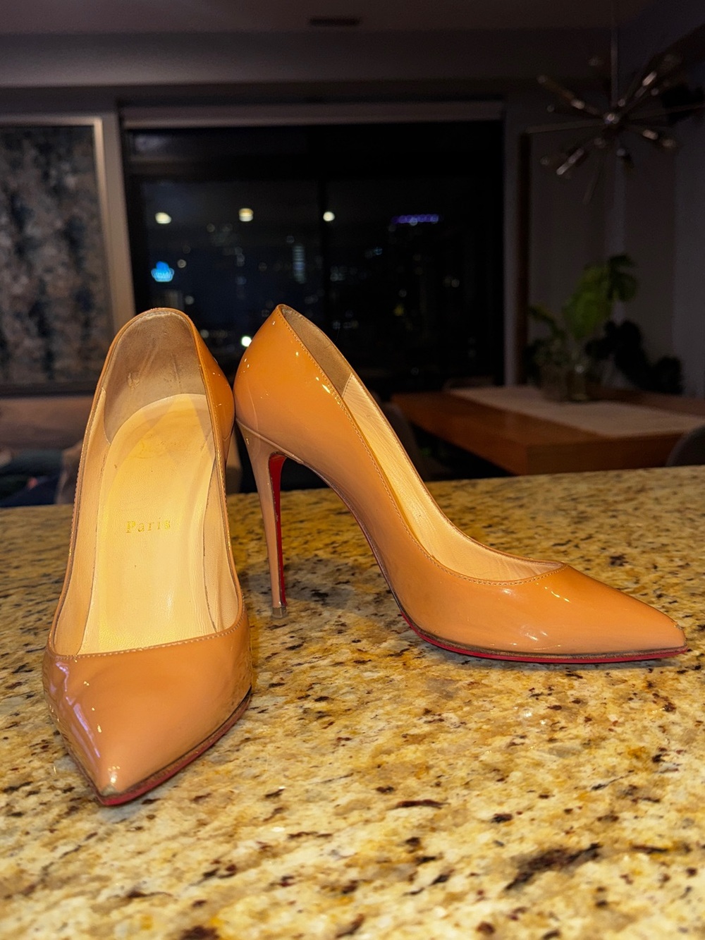 Pigalle 120mm size 37 Christian Louboutin Nude Patent Pointed-Toe Stiletto Pumps